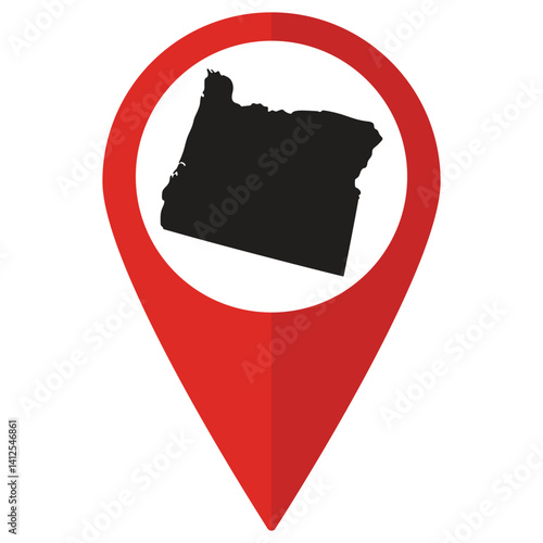 Oregon state map. Map of Oregon state on map pinpoint in red color
