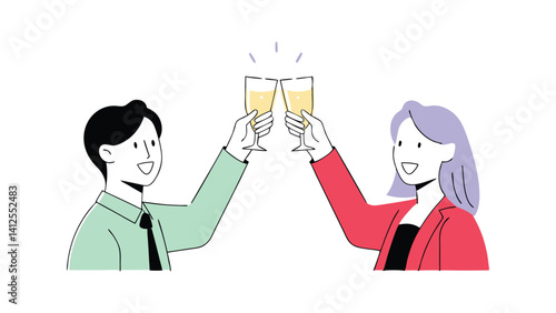 coworkers celebrating success in flat style on white background