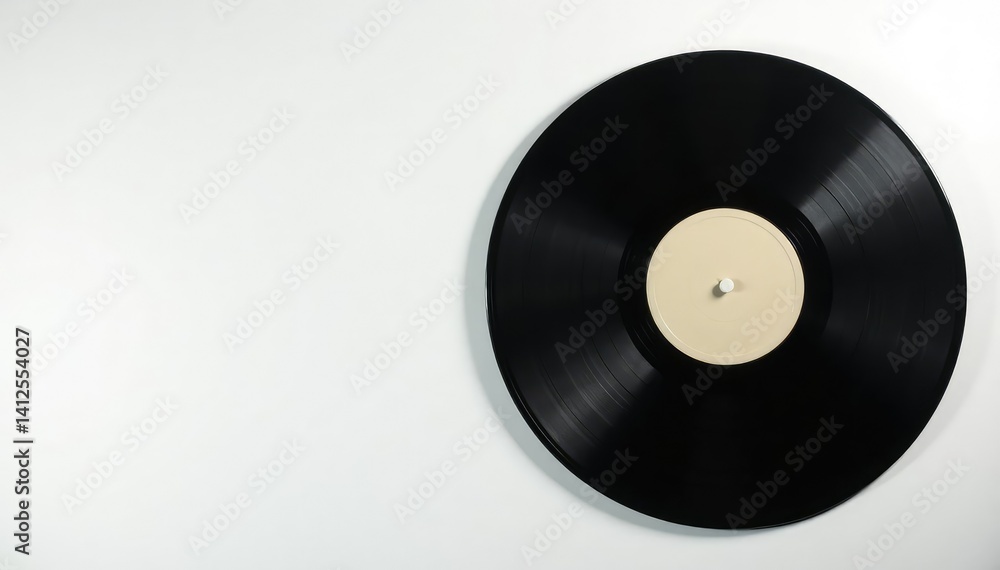 Fototapeta premium Turntable vinyl record on clean white backdrop, analog, disc