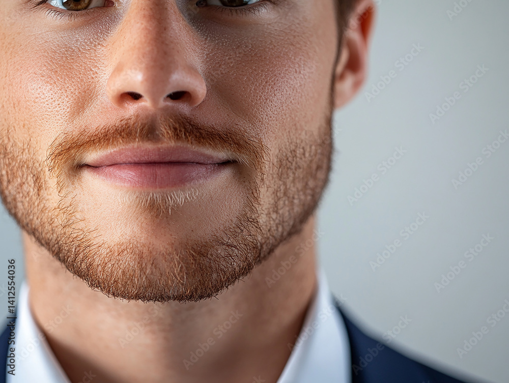 Fototapeta premium Business man on clean background, close up portrait of a smiling man in a suit