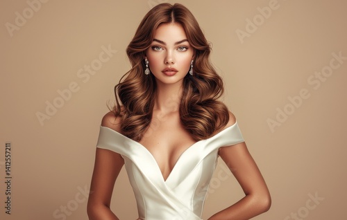 With her curled tail on her head, this beautiful girl is a vision of fashion and style, her trendy jewelry, big earrings, and rings all contributing to a dazzling fashion look that showcases her