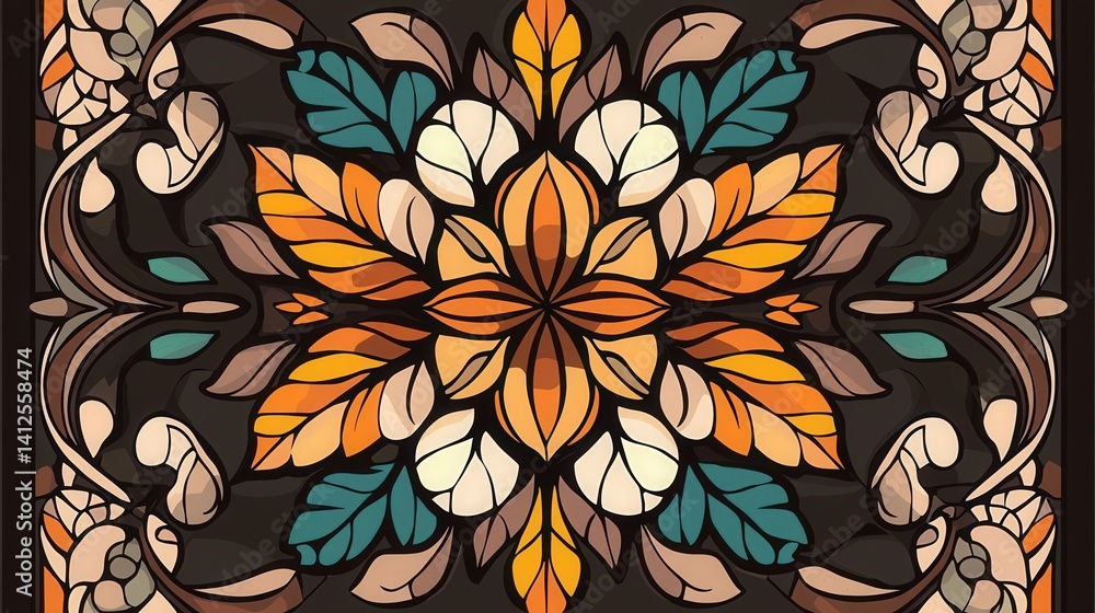 Medieval stained glass borders, gothic motifs, white background, flat design illustration Medieval stained glass borders, gothic motifs, white background, flat design illustration