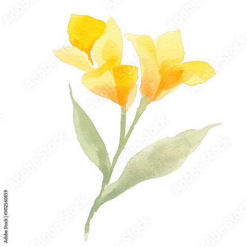A vibrant illustration of yellow flowers with green leaves, showcasing the beauty of nature in a minimalist style.