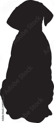 black dog back view silhouette on white background