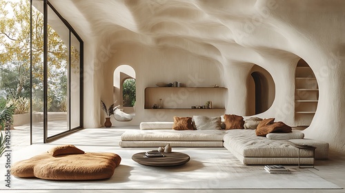 Sculpted sandstone living interior design high resolution picture