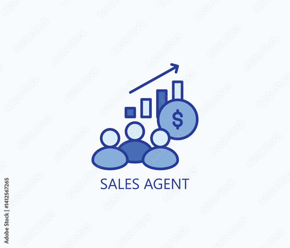 Fototapeta premium Sales Agent Icon Or Logo Isolated Illustration
