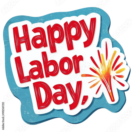 Colorful and festive Labor Day greeting with vibrant lettering and celebratory elements, ideal for social media posts and holiday decorations.