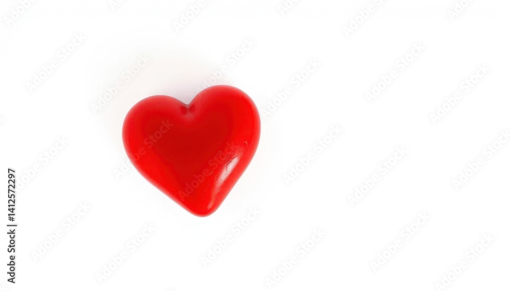 Single vibrant red heart, isolated on pure white background, design, background Single vibrant red heart, isolated on pure white background, design, background