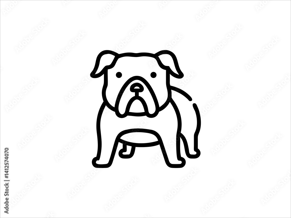 Fototapeta premium Simple Line Art Illustration of a Bulldog