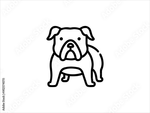Simple Line Art Illustration of a Bulldog