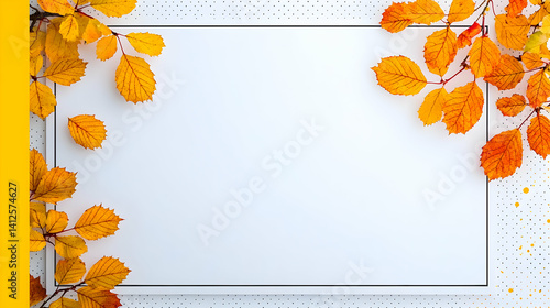 Autumn Leaves Frame On White Background