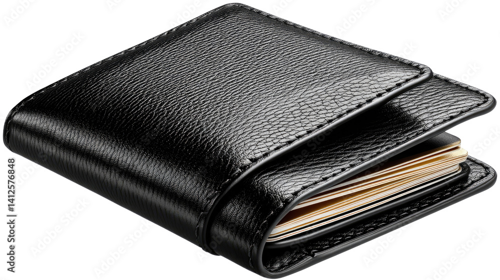 Black Leather Wallet: A luxurious black leather wallet sits elegantly, showcasing its fine craftsmanship and timeless appeal. Perfectly capturing the essence of quality and functionality. Black Leather Wallet: A luxurious black leather wallet sits elegantly, showcasing its fine craftsmanship and timeless appeal. Perfectly capturing the essence of quality and functionality.