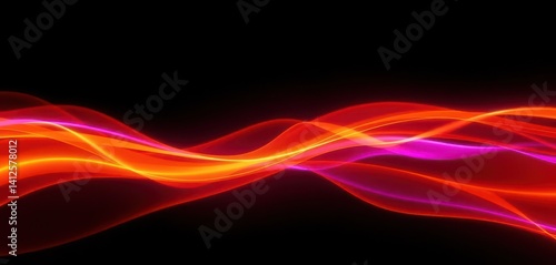 Fluid orange & purple light waves seamlessly flowing through dark space Abstract motion design, looping background, orange, ripple