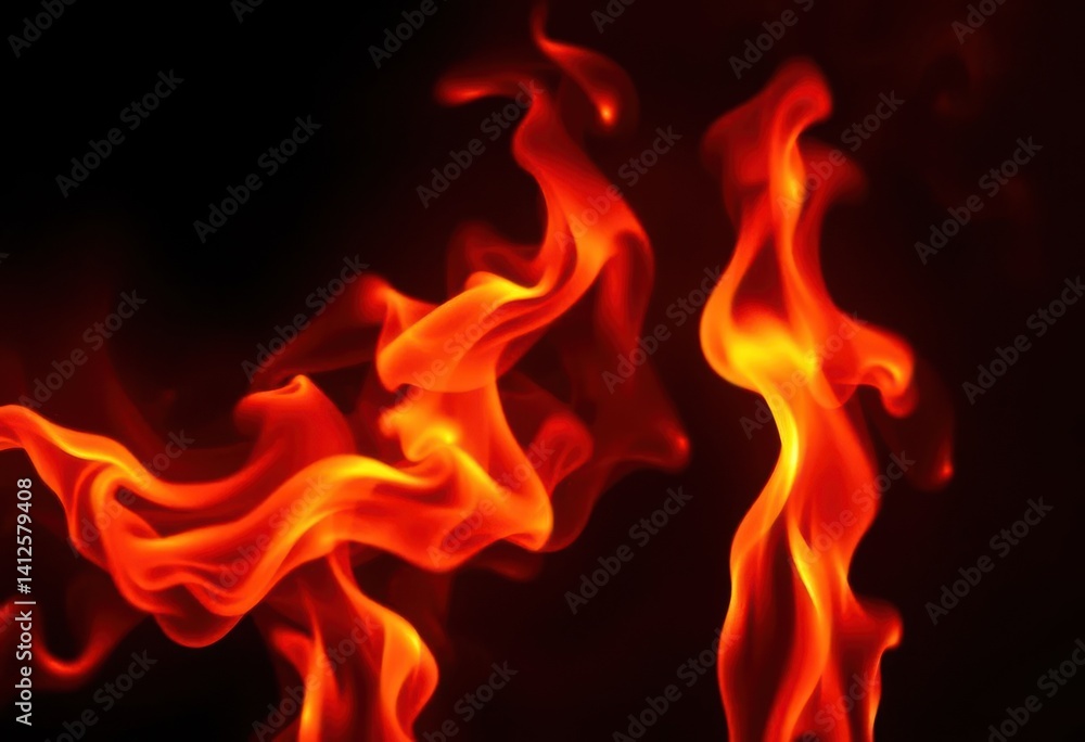 Intense swirling orange, red, and yellow flames with smoky, dark background, red, flames Intense swirling orange, red, and yellow flames with smoky, dark background, red, flames
