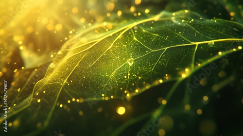 Green foliage sunlight closeup