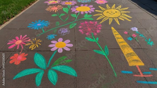 Bright and unusual spring landscape: blooming fields, green grass, vibrant flowers, and sunny skies creating an atmosphere of freshness and nature.