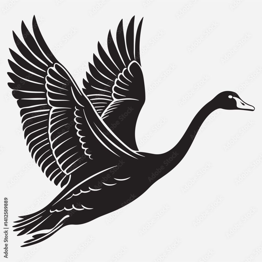 Fototapeta premium amaizing swan and duck silhouette icon 