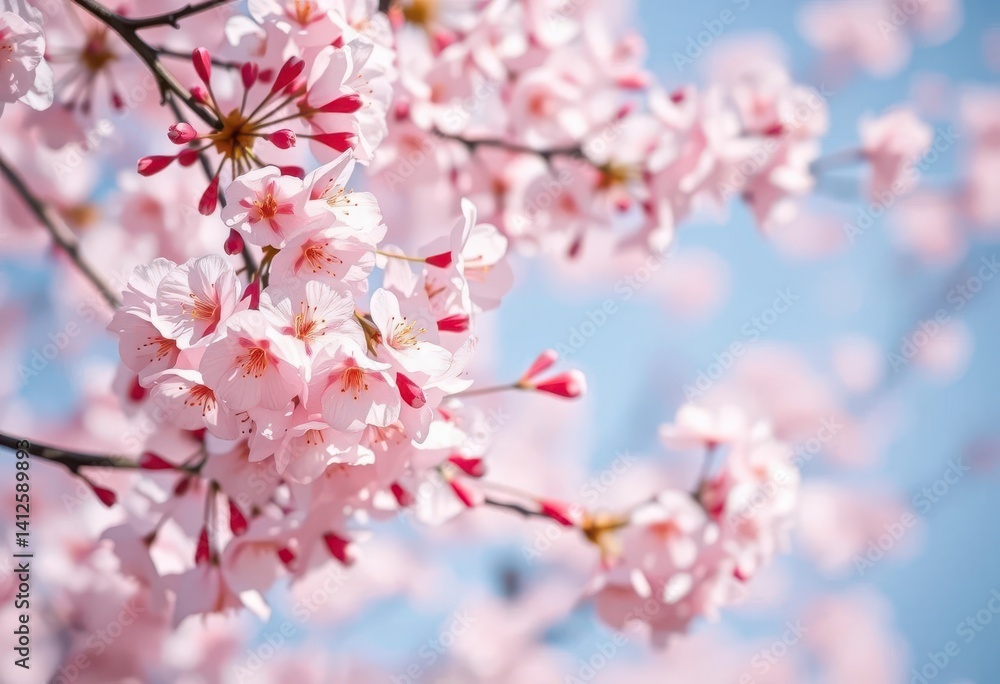 Delicate soft pink cherry blossoms, gently swaying in a gentle breeze, background, beautiful Delicate soft pink cherry blossoms, gently swaying in a gentle breeze, background, beautiful
