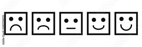 Rating Faces. satisfaction rating expression vector. face, emote, symbol, illustration.