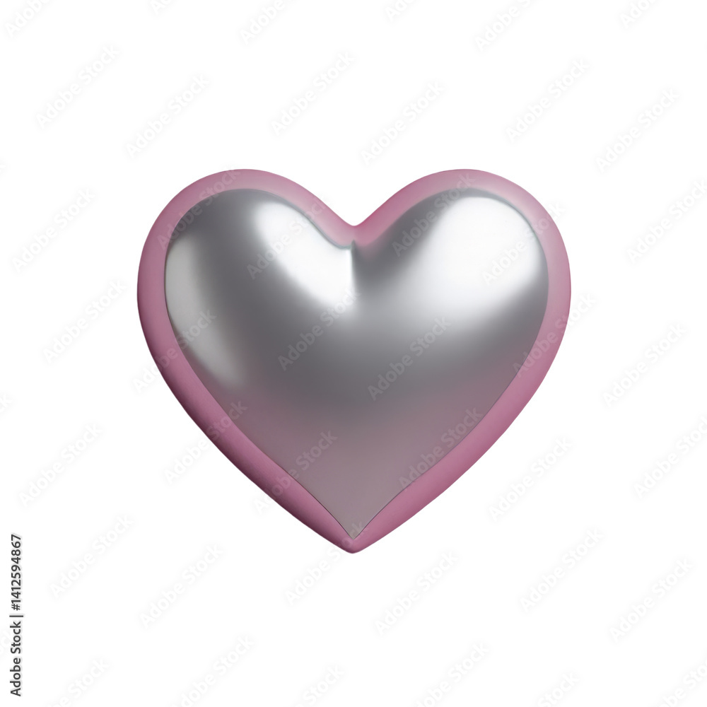 Silver Heart on Pink, Transparent Background. Love, Valentine's Day. Silver Heart on Pink, Transparent Background. Love, Valentine's Day.