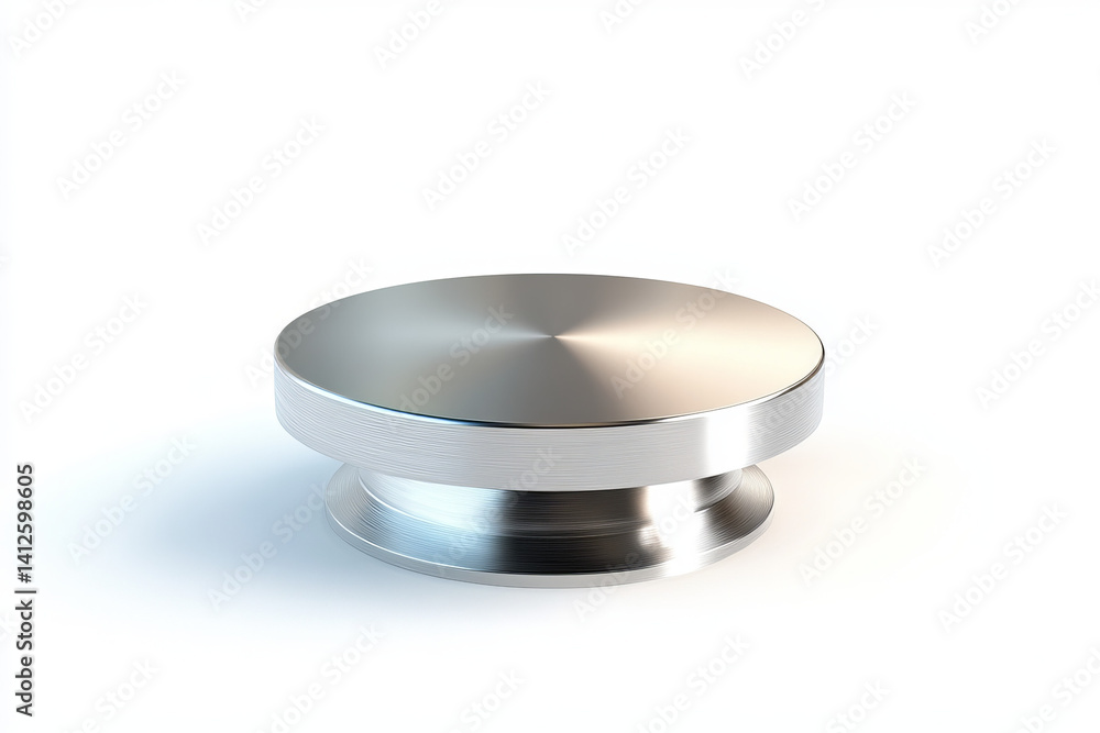 Isolated metal stand with circular top on a plain white surface studio shot Isolated metal stand with circular top on a plain white surface studio shot