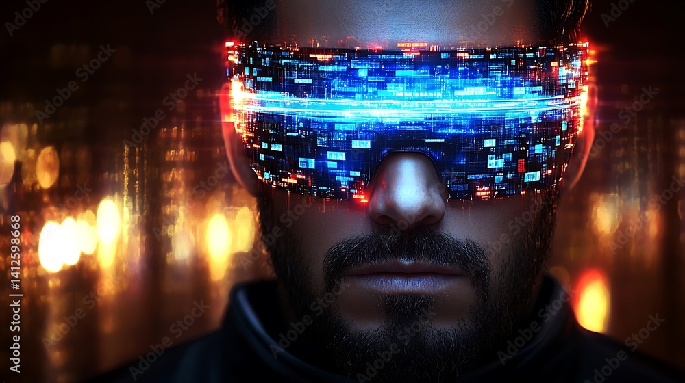 Futuristic eyewear displays data Futuristic eyewear displays data