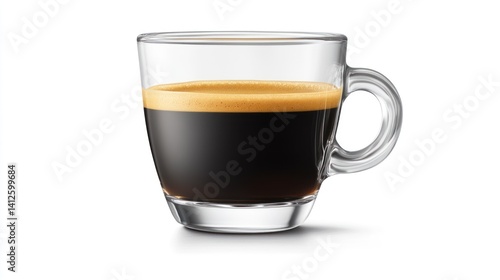 Glass Espresso Cup Filled with Coffee, Studio Shot