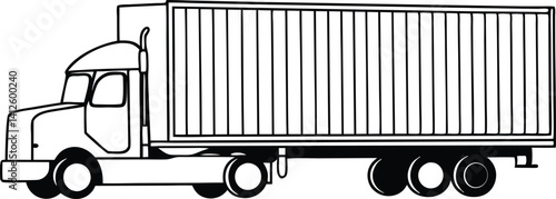 Simple black and white illustration of a cargo truck.