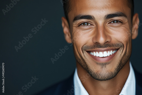 Business man on white background, smiling man in suit portrait close up