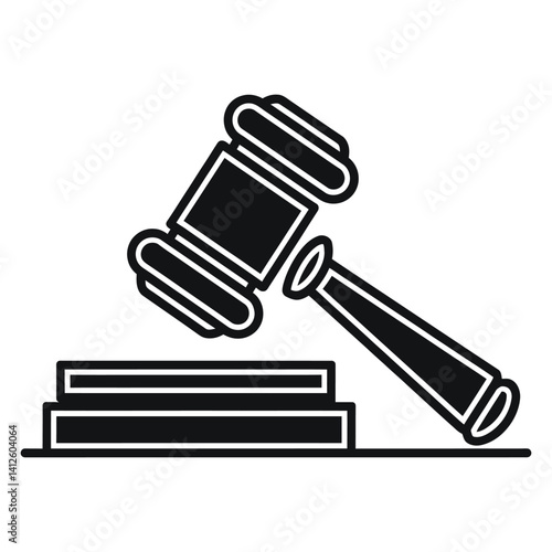  Black and White Gavel Icon Representing Law and Justice