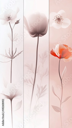 Elegant Floral Composition, A Serene Arrangement of Delicate Blossoms