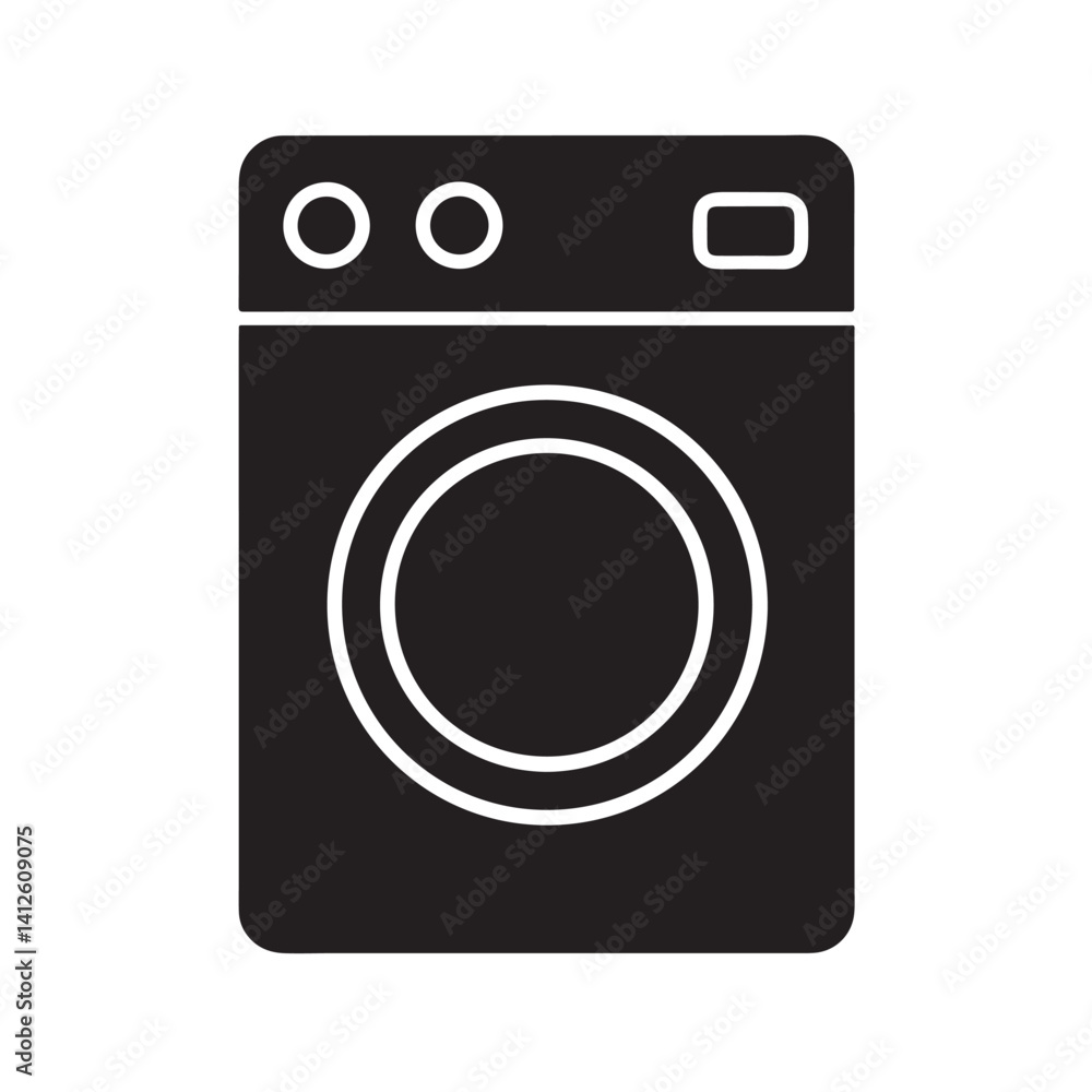 Washer Vector Icon in Flat Silhouette Design Washer Vector Icon in Flat Silhouette Design