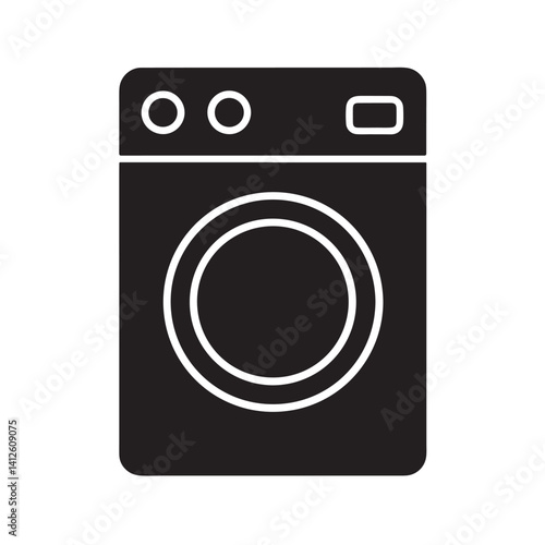 Washer Vector Icon in Flat Silhouette Design