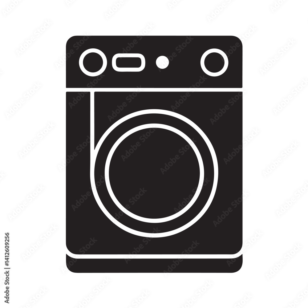 Washer Vector Icon in Flat Silhouette Design Washer Vector Icon in Flat Silhouette Design