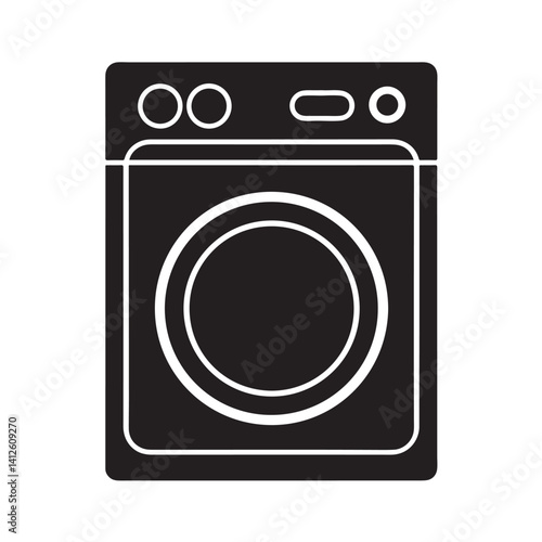 Washer Vector Icon in Flat Silhouette Design