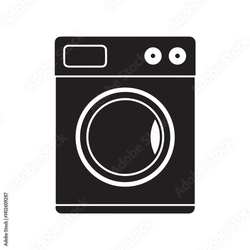 Washer Vector Icon in Flat Silhouette Design