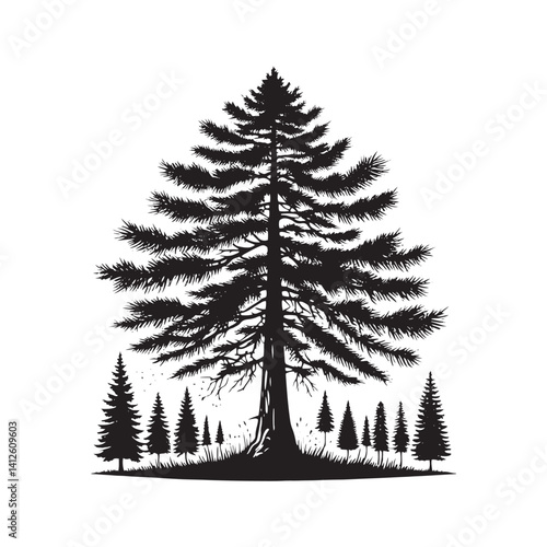 Minimalist Larch Tree Vector - Larch Tree Art - Larch Tree Design - Larch Tree Illustration.