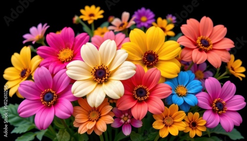 Wallpaper Mural Colorful Blooms A cluster of cartoonish blooms in energetic colors, highlighting happiness and vitality. Torontodigital.ca