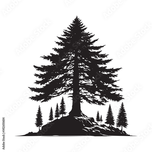 Minimalist Larch Tree Vector - Larch Tree Art - Larch Tree Design - Larch Tree Illustration.