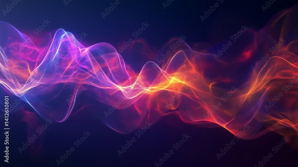 Obraz premium A futuristic depiction of a neon wave, set against a deep navy blue and violet gradient background. 9
