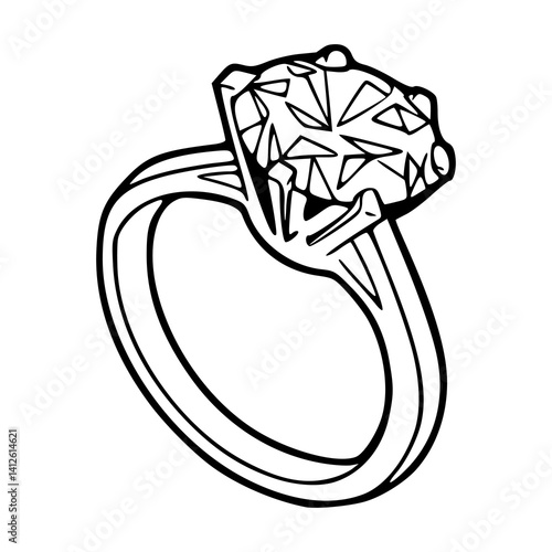 diamond ring line art illustration