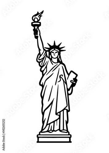 Download premium hand drawn illustration of liberty statue.