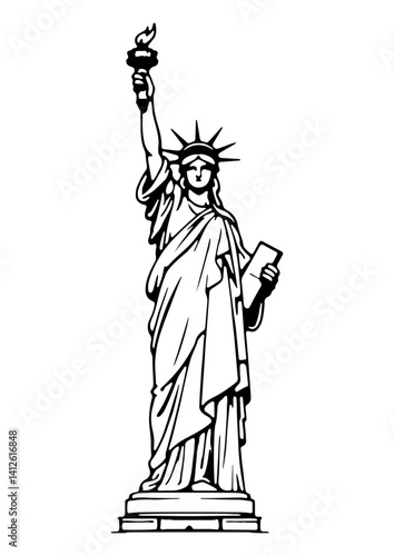 Download premium hand drawn illustration of liberty statue.