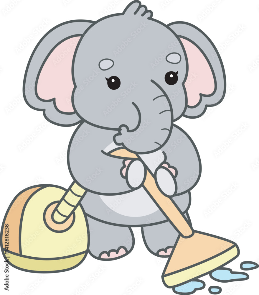 Obraz premium Cute Elephant vector icon. Funny baby Elephant animal series stock illustration. Life of fluffy Elephant designs.