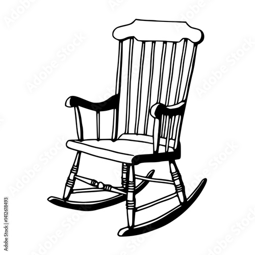 classic wooden rocking chair illustration