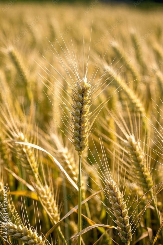 there is a close up of a wheat field with a single stalk there is a close up of a wheat field with a single stalk