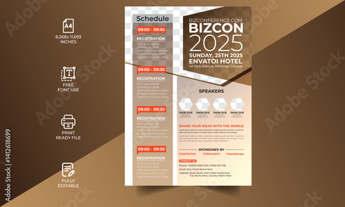 Modern corporate business conference flyer template design and Elegant Corporate business conference a4 cover flyer template, Business Conference Flyer Layout