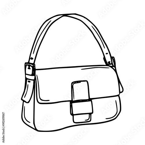 shoulder bag line art illustration