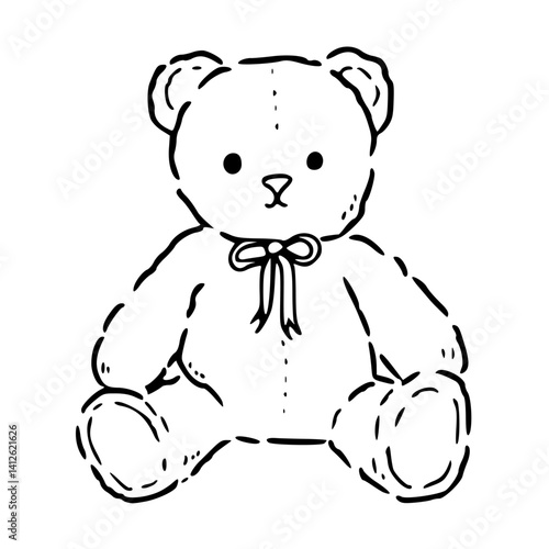 cute teddy bear sitting drawing