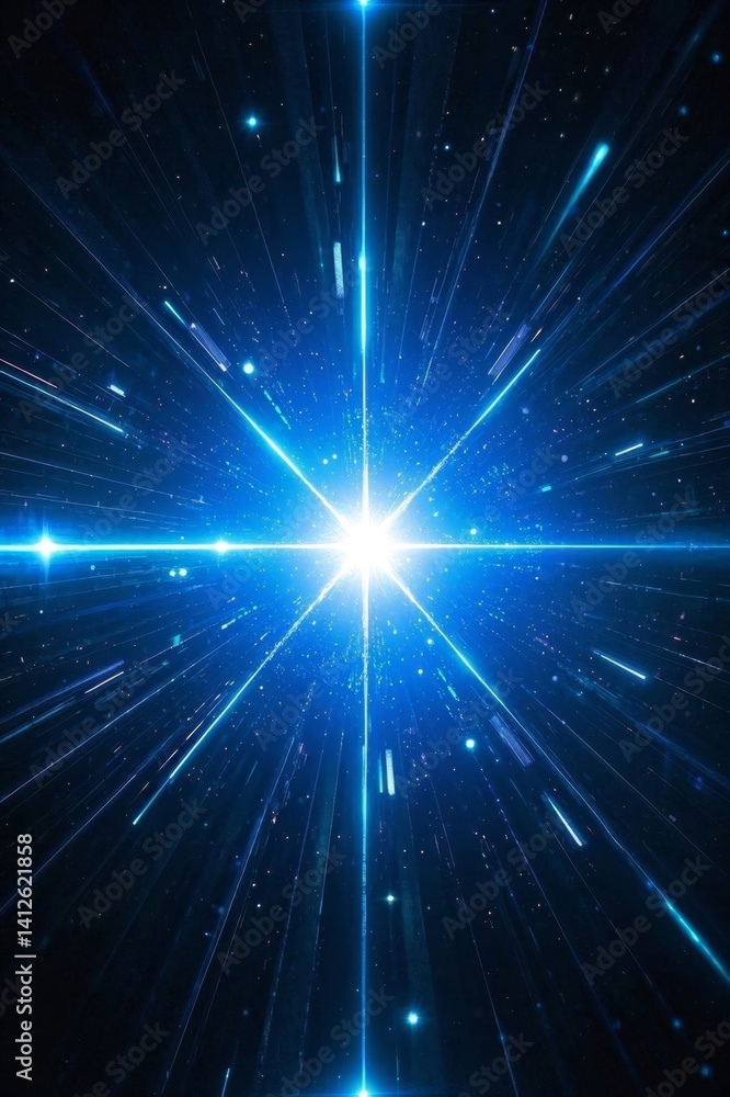 Obraz premium a close up of a star with a blue background and a starburst